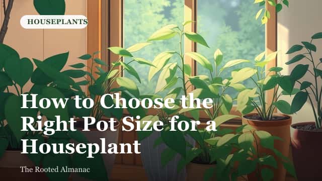 A row of houseplants in terracotta pots of varying sizes on a windowsill